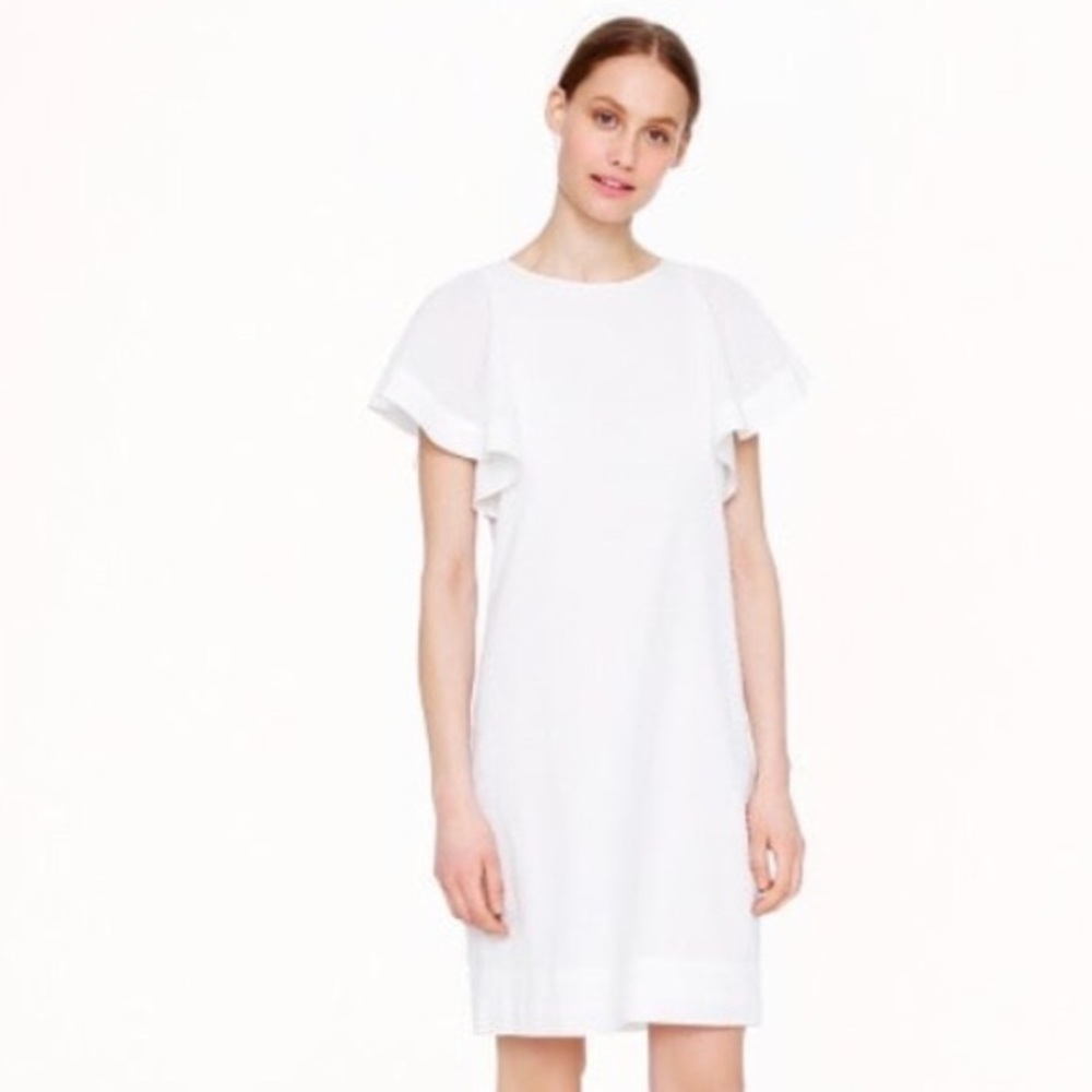 J. Crew white Flutter Sleeve Dress with Swiss dots - Picture 1 of 7